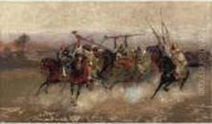 Arab Horsemen In Gallop by Enrico Coleman