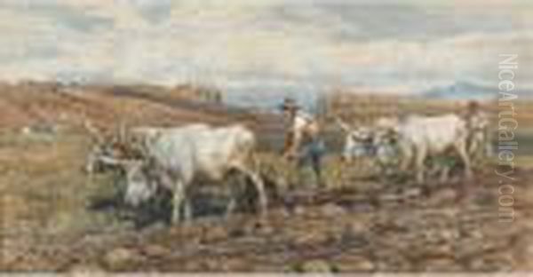 Peasants Tilling The Fields In The Campagna Of Rome - view 1