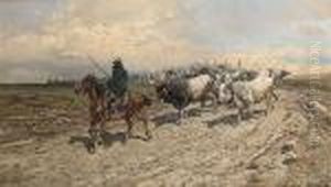 Cattle In The Campagna by Enrico Coleman
