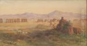 Campagna Romana Con 
 L'acquedotto Felice by Enrico Coleman