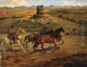Cavalli E Buttero Nella Campagna Romana