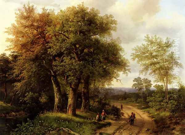 Travellers Resting On A Wooded Path - view 1