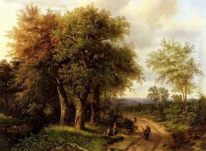 Travellers Resting On A Wooded Path