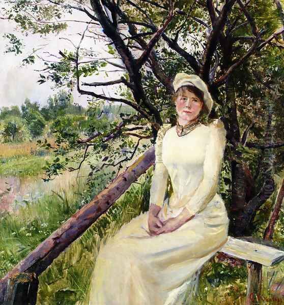 Ung Kvinne Pa En Benk (Young Woman on a Bench) - view 1