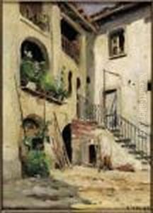 "interno Di Cortile A Garessio" 1942 by Giovanni Colmo