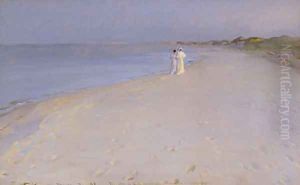 Summer evening at the South Beach Skagen by Peder Severin Kroyer
