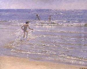 Sunshine at Skagen Boys Swimming by Peder Severin Kroyer