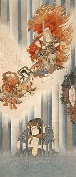 Actors Ichikawa Danjuro VII as Mongaku and Matsumoto Koshiro V as Fudo myoo - view 1