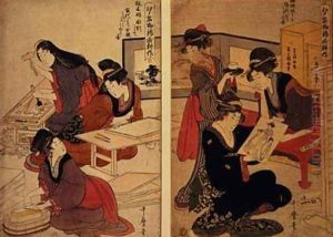 Artisans Making a Woodcut by Utagawa Kunisada