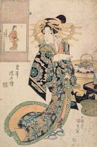 Courtesan likened to a painting by Moronobu by Utagawa Kunisada