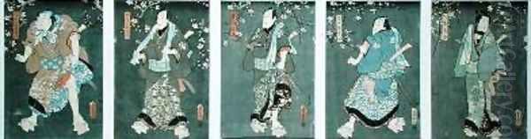 Five characters from a play by Toyokuni Pentatych - view 1