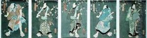 Five characters from a play by Toyokuni Pentatych by Utagawa Kunisada
