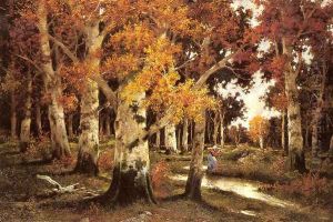 A Young Woman by a Forest Stream by Adolf Kaufmann