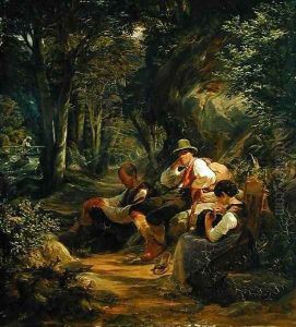 Three Upper Bavarians Resting on an Alpine Path by Hermann Kauffmann