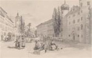 Themain Square In Lienz/ Tyrol by Edward Theodore Compton