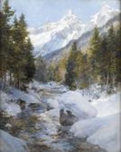 Winter In The Bluhnbachtal, Salzburg by Edward Theodore Compton