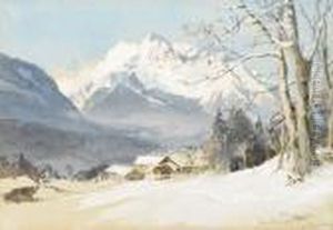 Blick Von Zwingerlehen Am Kalberstein Bei Bischofswiesen Auf Den Hochkalter by Edward Theodore Compton