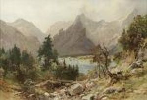 Alpen-gebirgslandschaft Mit See by Edward Theodore Compton