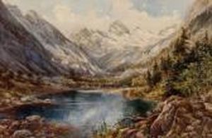 Der Hintere Gosausee Mit Blick Zum Torstein by Edward Theodore Compton