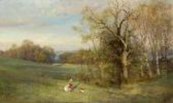 Fruhling Am Starnberger See, Mit Blumen Pfluckenden Madchen. - view 1