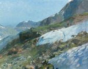 Schneefeld In Den Alpen. by Edward Theodore Compton