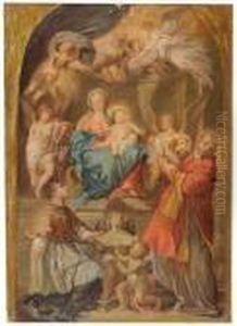 Vierge A L'enfant Avec Saint Ignace De Loyola En Saintintercesseur