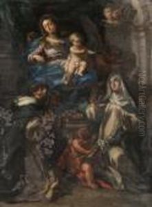 Madonna Del Rosario In Trono Coni Santi Domenico E Caterina Da Siena