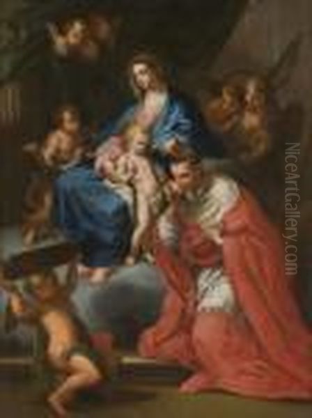 Madonna Con Bambino, San Giovannino, Angeli E San Carlo Borromeo - view 1