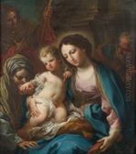 The Holy Family With Saints Anne And Joachim by Sebastiano Conca