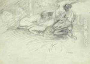 Untitled (fence Building Scene) by Charles Edward Conder