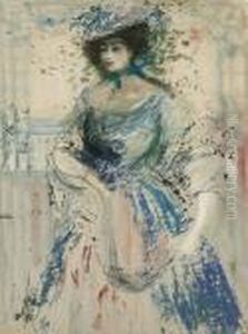 Lady In Blue Dress by Charles Edward Conder