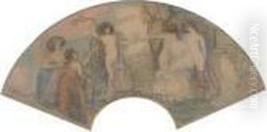 A Design For A Fan: Bacchanalian Dancing by Charles Edward Conder