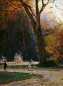 Cyclist in the Karlsaue Park Kassel by Louis Kolitz