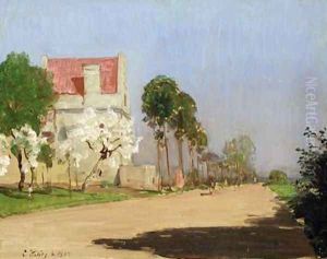 Road by the Fulda River to Neuen Muehle near Kassel by Louis Kolitz
