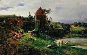 Landscape with a Bridge near Landsberg an der Warthe by Louis Kolitz