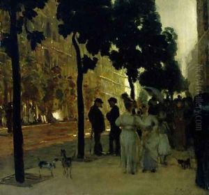 Hohenzollernstrasse in Kassel at Sunset by Louis Kolitz