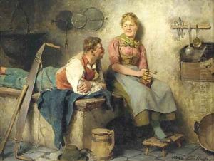 Mädel und Bursch by Hugo Kauffmann