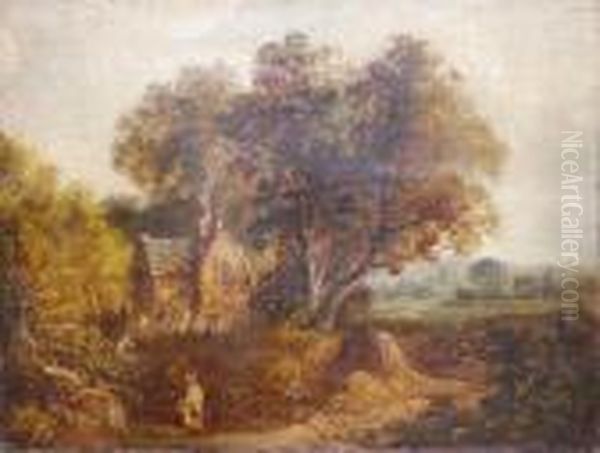 Rural Landscape With Woman Before A Cottage - view 1
