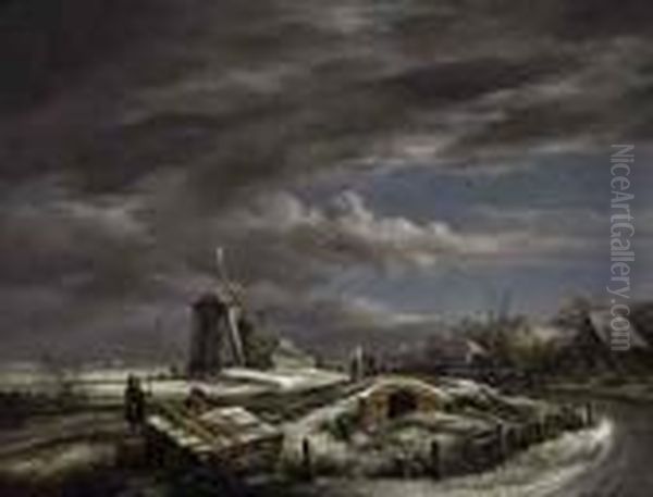 A Winter Landscape With With Figures On A Path - view 1