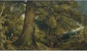 A Young Girl In A Woodland Landscape