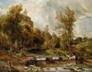 Landschaft Mit Bach, Brucke Und Reiter by John Constable