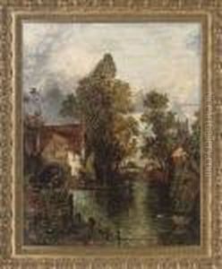 A Figure In A Boat Beside Willy Lott's House by John Constable