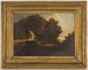 Depicting A Cottage In A Country Landscape by John Constable