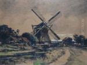 Figures By A Windmill by John Constable