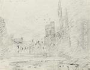 A Landscape With Buildings And A Tower Seen Over Water