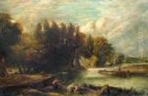 The Young Waltonians, Stratford Mill by John Constable