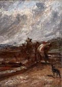 Figures And Dog In A Landscape by John Constable