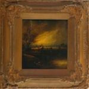 A Landscape Scenery With A Shephard by John Constable