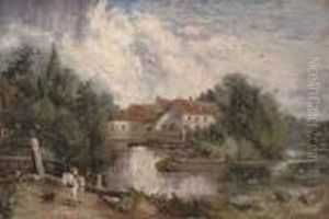 Flatford Mill With A Figure On A White Horse In The Foreground by John Constable