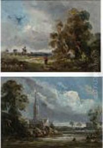 Property Of A Private Collector
 

 
 
 

 
 "landscape With Mill" And "view Of Salisbury Cathedral": A Pair